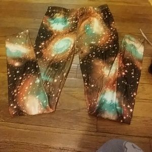 Orange galaxy leggings